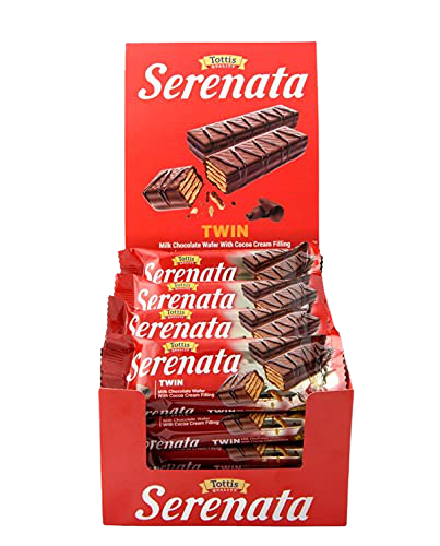 Chocolate Serenata Twin, Milk Chocolate Wafer with Cocoa Cream Filling 1.06 oz, count 20